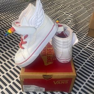 Toddler Rainbow/True White w/ glitter Vans Flying Sk8 Hitop